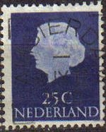 Holanda 1953-71 Scott 348 Sello Reina Juliana 25c usado Stamps Netherlands Holland Hollande Olanda 